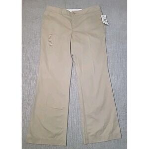 Calvin Klein The Beacon 100% Cotton Bootleg Pants Khaki Beige Womens 14 Work NWT